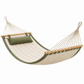 Amaca 200 x 100 cm in cotone crema e verde oliva con barre in legno