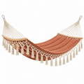 Amaca 300 x 140 cm in cotone terracotta e beige con barre in legno - stile boho da giardino