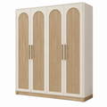 Armadio guardaroba 180 x 55 x 200 cm in legno bianco e naturale a 4 ante stile moderno