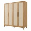 Armadio guardaroba 160 x 60 x 200 cm in legno naturale con ante intrecciate stile nordico