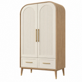 Armadio guardaroba 100 x 55 x 190 cm in legno beige e rovere con ante scanalate