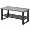 Tavolo da lavoro 120 x 60 x 85 cm con ripiano inferiore in acciaio nero e piano grigio effetto cemento