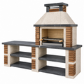 Barbecue da giardino 180 x 70 x 220 cm in pietra beige e grigio con griglia in metallo stile contemporaneo