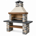 Barbecue da giardino in pietra 150 x 80 x 230 cm con griglia e cappa