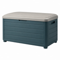 Cassapanca contenitore da esterno 117 x 45 x 57 cm in plastica blu petrolio e grigio con coperchio