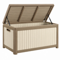 Cassapanca da esterno 117 x 45 x 57 cm in resina beige con coperchio sollevabile