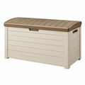 Cassapanca da esterno 120 x 60 x 63 cm in resina beige/marrone con coperchio