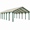 Tettoia per auto 900 x 600 x 300 cm in acciaio verde e grigio con copertura ondulata per esterni