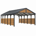 Carport 600 x 500 x 300 cm in acciaio e legno con copertura a falde