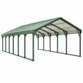 Tettoia per auto 600 x 300 x 270 cm in acciaio verde con copertura inclinata