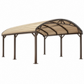 Tettoia per auto 600 x 300 cm in metallo marrone con copertura curva beige